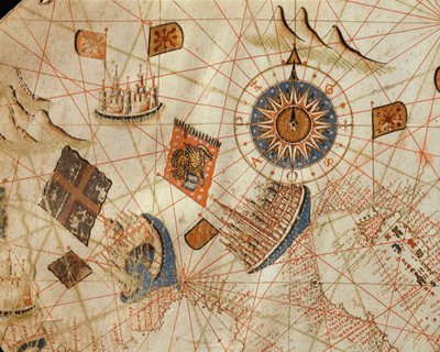 The Maritime Cities of Genoa and Venice, from a Nautical Atlas of the Mediterranean and Middle East by Calopodio da Candia